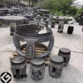石桌石凳庭院花园户外镂空圆桌石雕茶几石头石鼓桌子